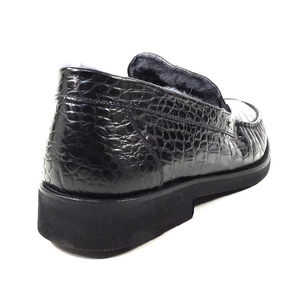 GOODMAN 🇮🇹 MEN'S BLACK SOFT LEATHER COMFORT WINTER LOAFERS - Picture 5 of 9